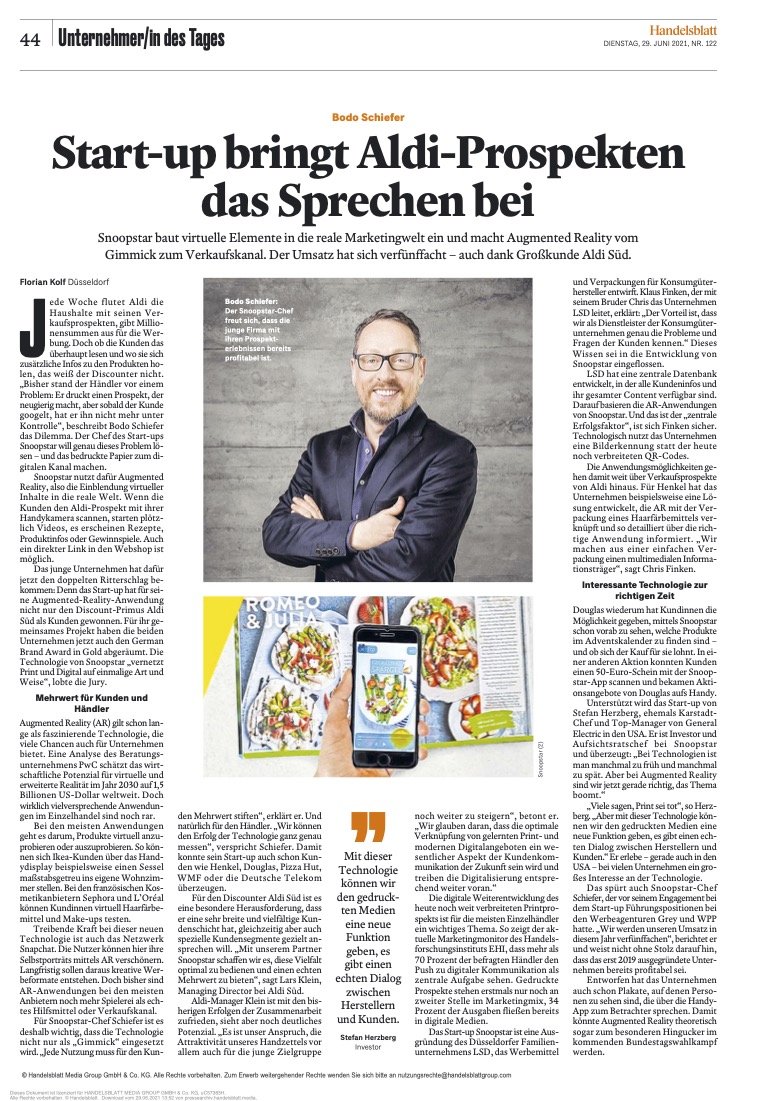 Handelsblatt-Beitrag über Bodo Schiefer